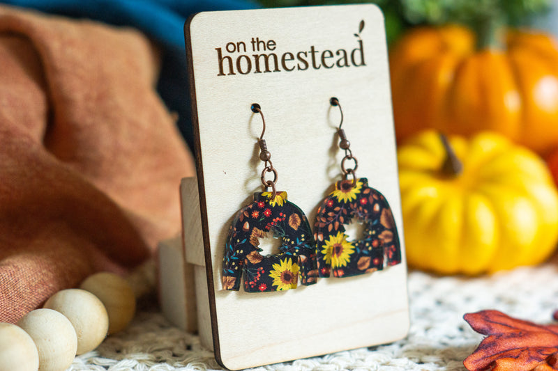 Floral Sweater Earrings - Black