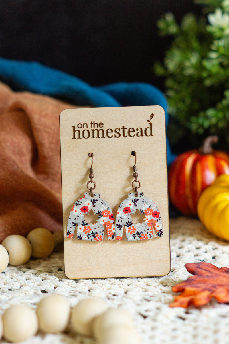 Floral Sweater Earrings - Gray