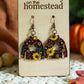 Floral Sweater Earrings - Black