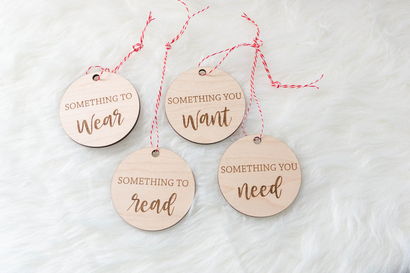 Want - Wear - Need - Read Gift Tags